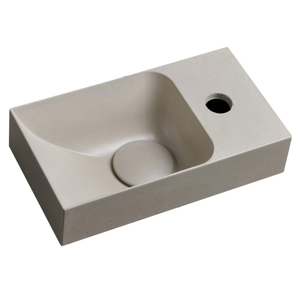 PICCOLINO Beton-Waschbecken 30,8x17cm, Wasserhahn rechten, Sand matt