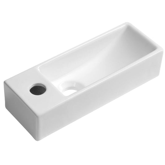 AQUA MINI Keramik-Waschtisch 38x14cm, Armaturloch links, Weiß