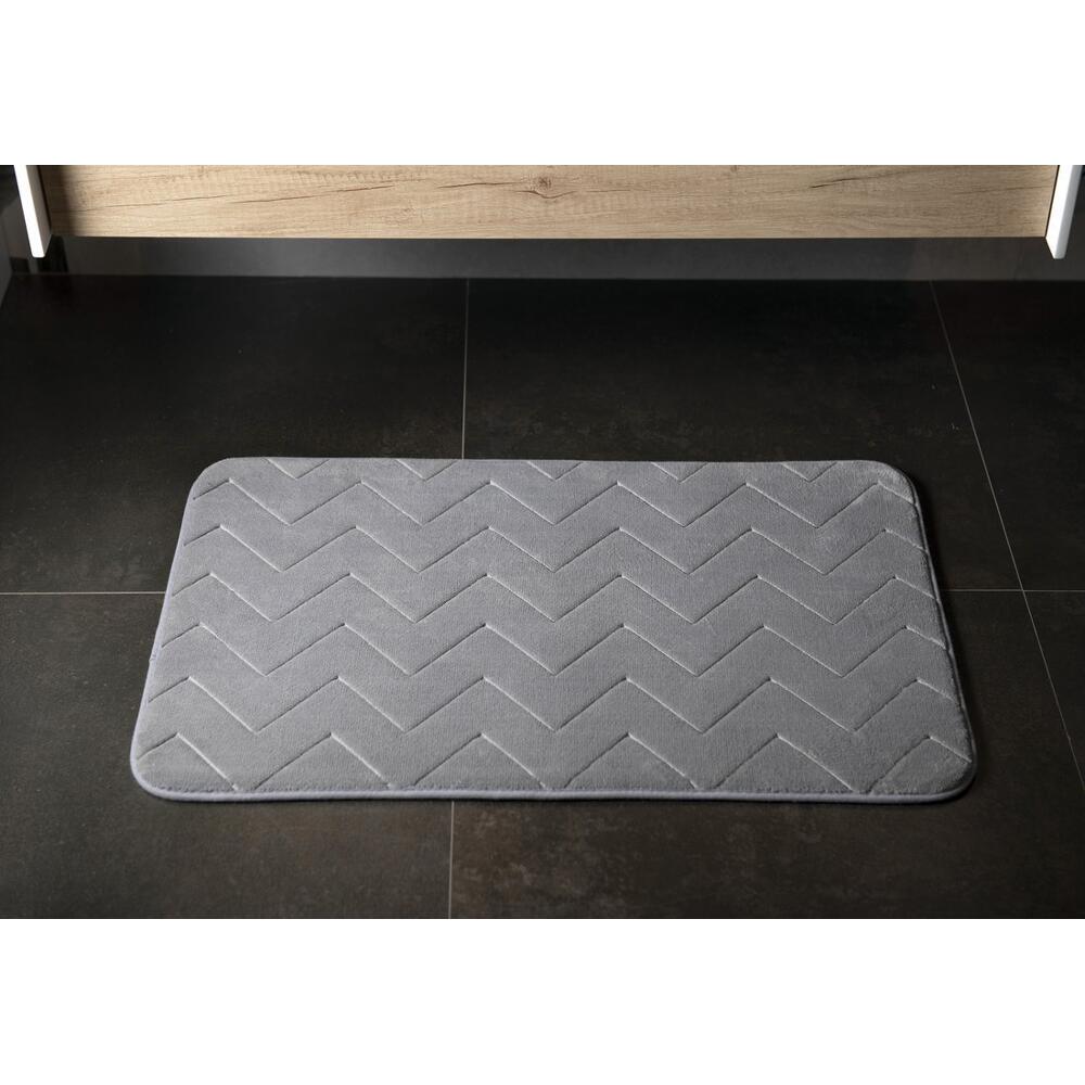 MOUSSE Badematte, 50x80cm, 100% Polyester, Anti-Rutsch, Grau