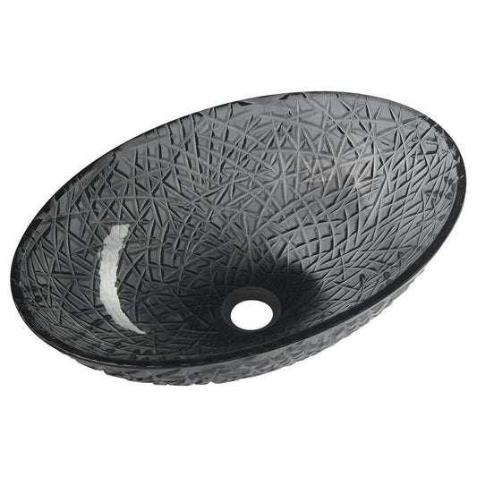 PURUS gravierter Glaswaschtisch 50x36 cm, Schwarz