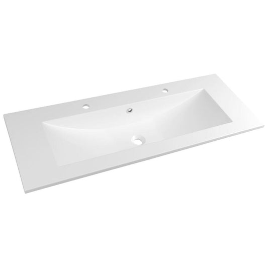 YUKON Gussmarmor-Waschtisch, 2x Armaturloch, 120x45cm, weiß
