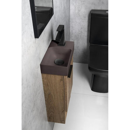 PICCOLINO Beton-Waschbecken 30,8x10x17cm, Armaturloch rechts, Dunkelbraun