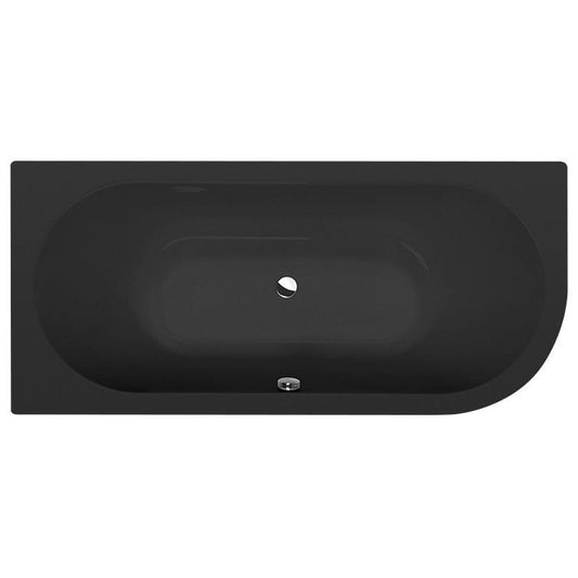 VIVA L Asymmetrische Badewanne 175x80x47cm, links, schwarz matt