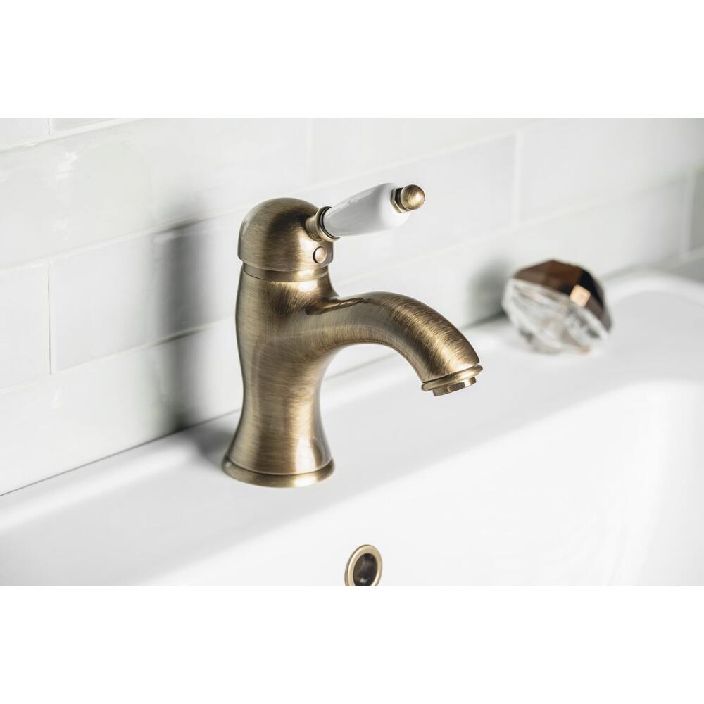 KIRKÉ WHITE Waschtischarmatur mit Ablauf, Weiss/Bronze