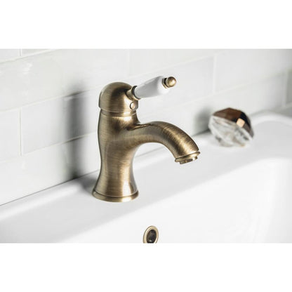 KIRKÉ WHITE Waschtischarmatur mit Ablauf, Weiss/Bronze