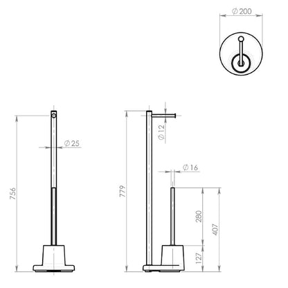 Ständer mit Toilettenpapier- und WC-Bürste-Halter, weiß