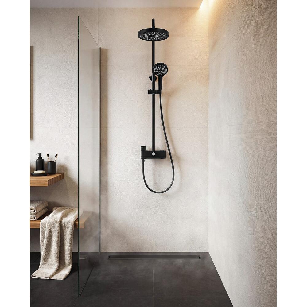 Duschsäule mit Hebelarmatur, schwenkbarer Einlauf, Schwarz matt