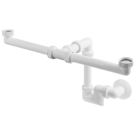 Doppelwaschbecken-Siphon 5/4", DN40, Weiß