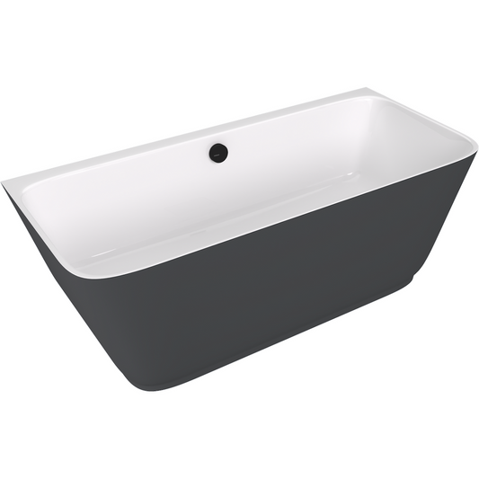 SKYLLA Wand-Freistehende Badewanne 170x75x60cm, weiß/Anthrazit matt