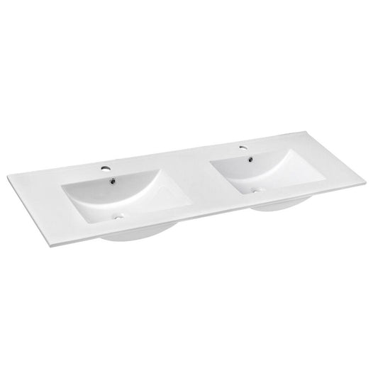 SLIM Keramik Doppelwaschtisch 150x46cm, Weiß