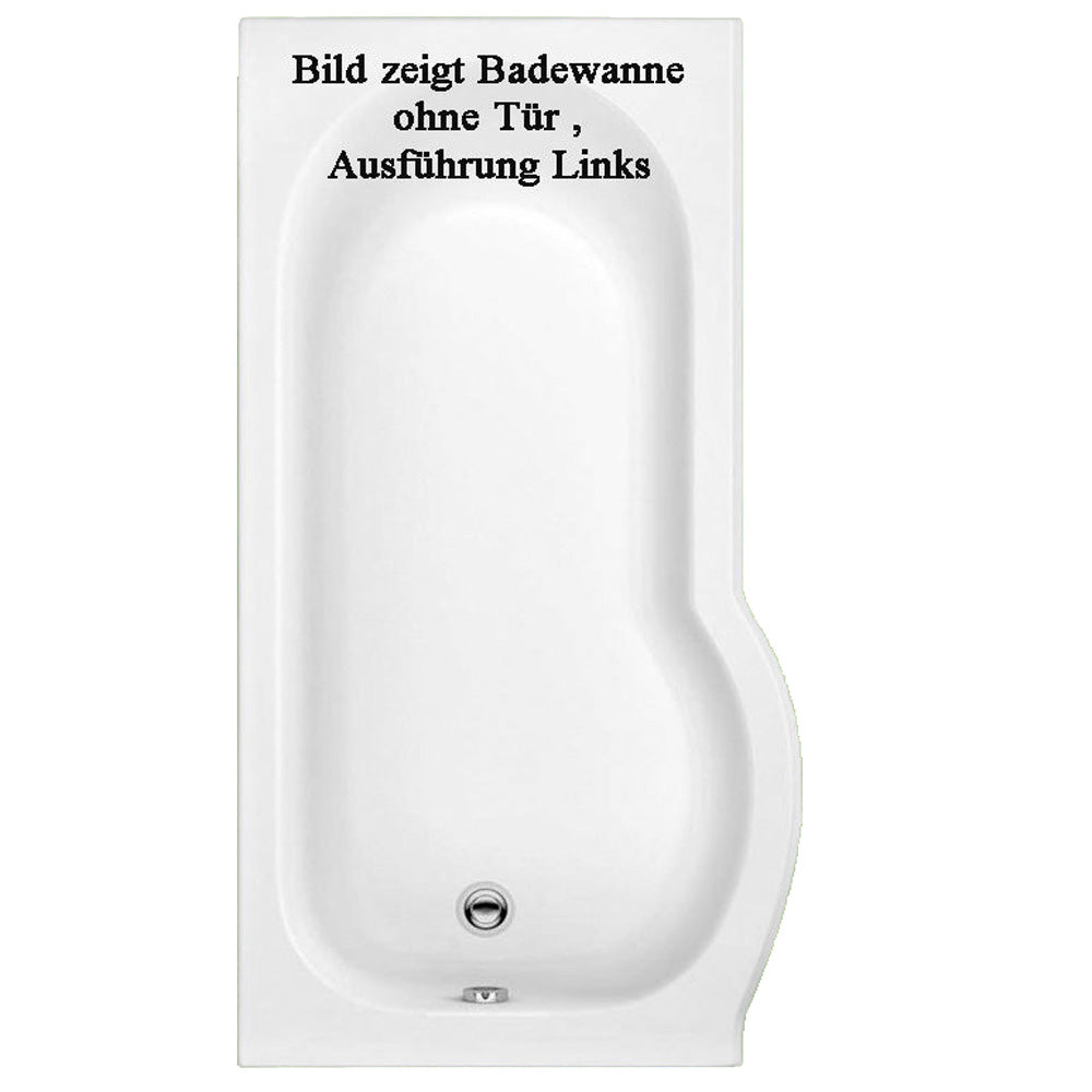 SKALI Badewanne mit Tür/Seniorenbadewanne 167,5x85/75cm, Links,Komplett-Set