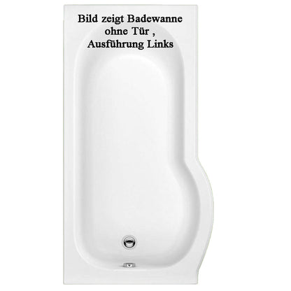 SKALI Badewanne mit Tür/Seniorenbadewanne 167,5x85/75cm, Links,Komplett-Set