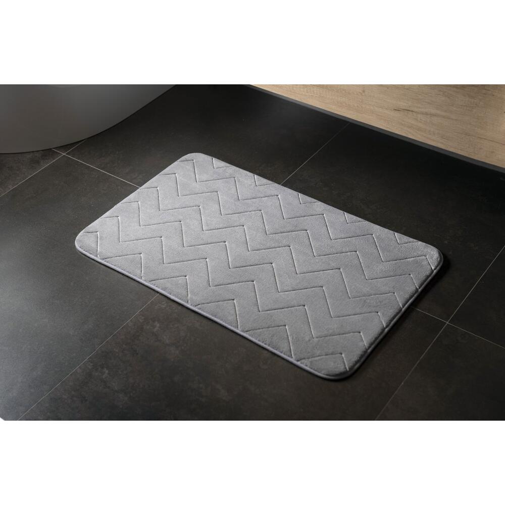 MOUSSE Badematte, 50x80cm, 100% Polyester, Anti-Rutsch, Grau