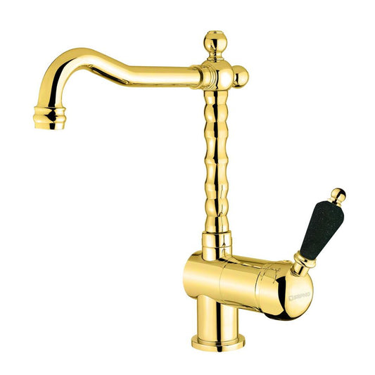 KIRKÉ BLACK Küchenarmatur, schwarzer Hebel, gold
