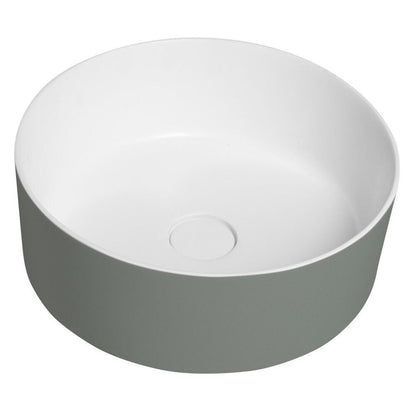 THIN Waschtisch für Arbeitsplatte Ø38 cm, grün/Weiß matt