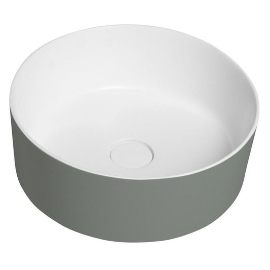THIN Waschtisch für Arbeitsplatte Ø38 cm, grün/Weiß matt