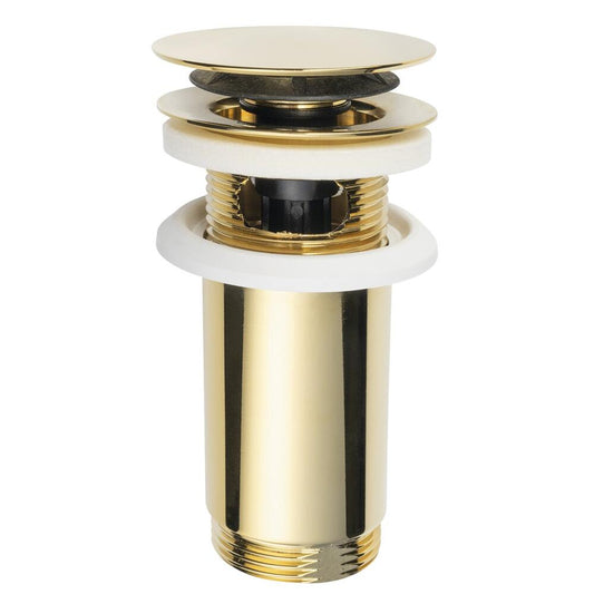 Waschbecken-Ablaufgarnitur 5/4“, Klick-klack, Großer Stopfen, Max 80mm, Gold