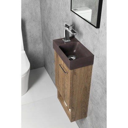 PICCOLINO Beton-Waschbecken 30,8x10x17cm,  Armaturloch links, Dunkelbraun