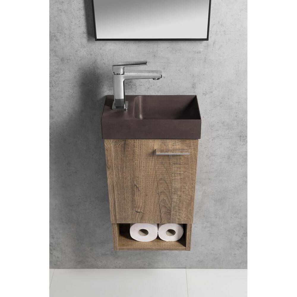 PICCOLINO Beton-Waschbecken 30,8x10x17cm,  Armaturloch links, Dunkelbraun
