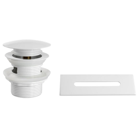 SET Überlaufabdeckung+ Wannenablauf 1¨1/2, Klick-Klack, weiß glänzend