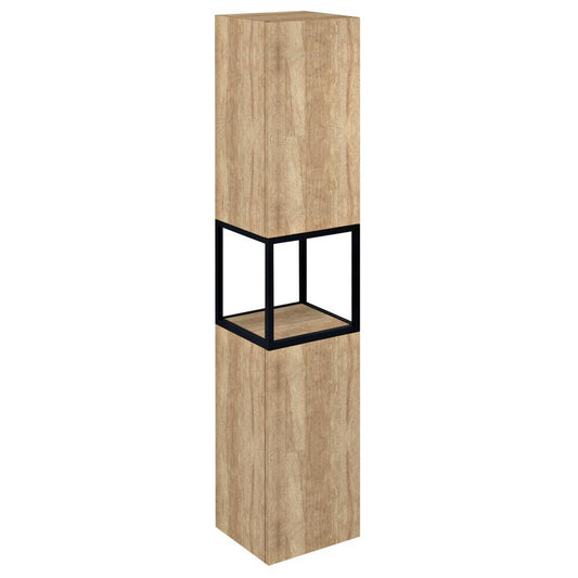 SKARA Hochschrank 35x171x32cm, 2x Tür, links/rechts, schwarz matt/Eiche Alabama