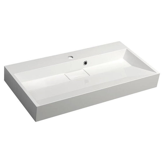 AMUR Gussmarmor-Waschtisch inkl. Ablaufabdeckung 90x46cm, weiß
