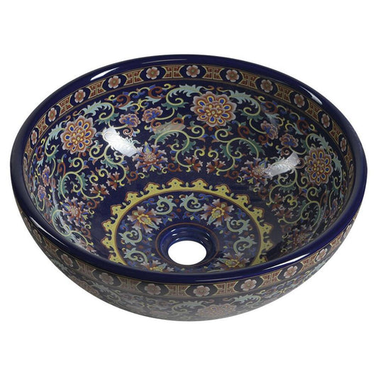PRIORI Keramik-Waschtisch Ø 41 cm, lila mit Muster