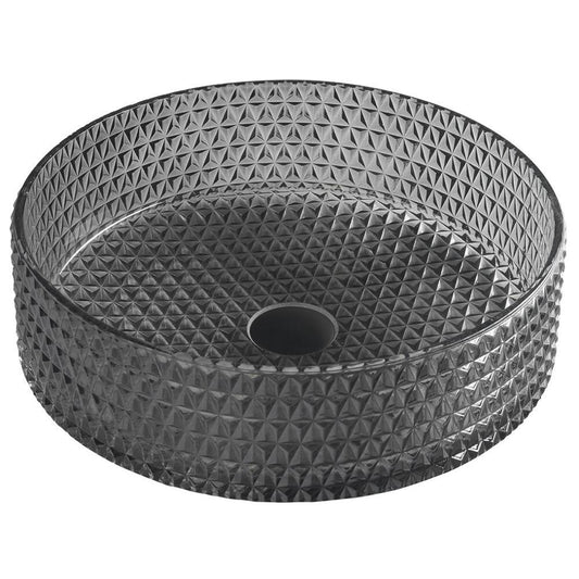 MARAGUA Graviertes Glaswaschbecken Ø 39,5cm, schwarz
