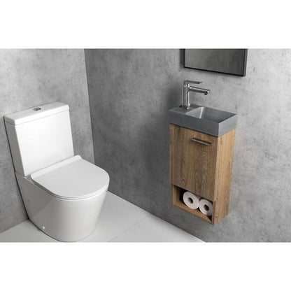 PICCOLINO Beton-Waschbecken 30,8x17cm, Wasserhahn linken, Grau matt