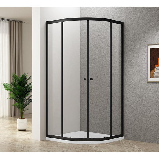 ARLETA BLACK Duschabtrennung Viertelkreis 800x800mm, Klarglas