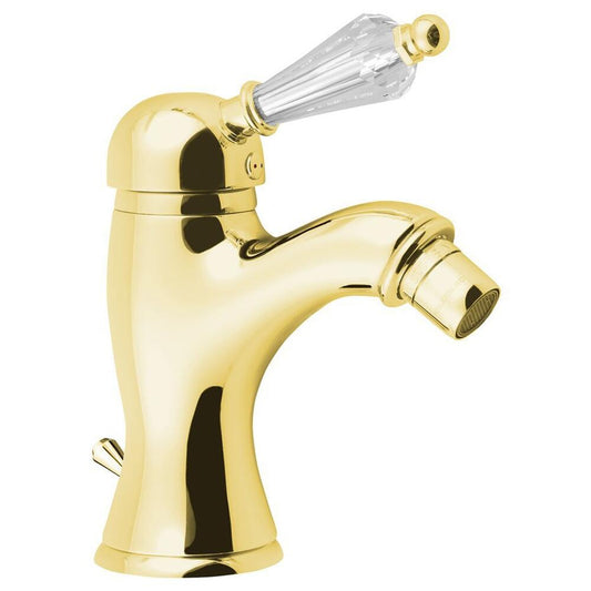 KIRKÉ CRYSTAL Bidetarmatur mit Ablauf, Gold mit Kristall-Griff