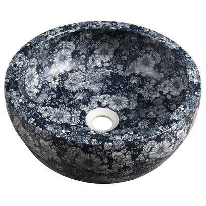 PRIORI Keramik-Waschtisch Ø 41 cm, blaue Blumen