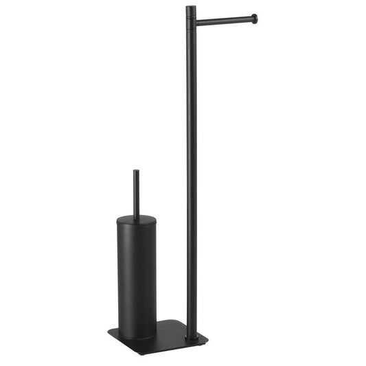 ARTU Ständer mit Toilettenpapierhalter und WC-Bürste, eckig, Schwarz