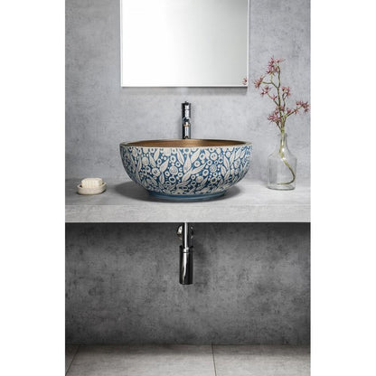 PRIORI Keramik-Waschtisch Ø 41 cm, gold/blau