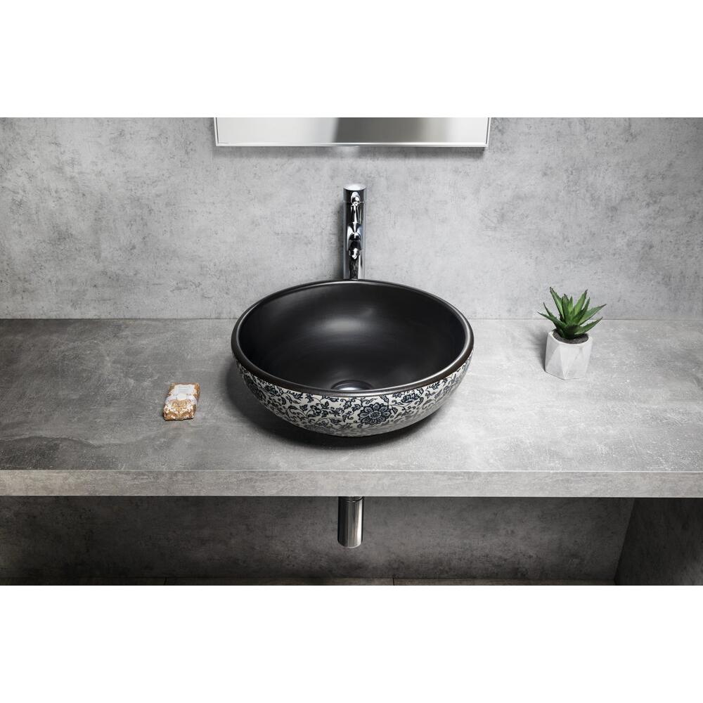 PRIORI Keramik-Waschtisch Ø 41cm, schwarz/blau
