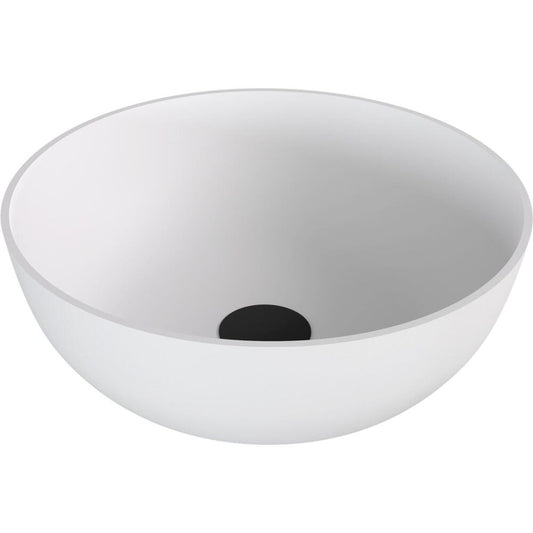 BANERA ROUND Aufsatzwaschtisch, Gussmarmor, Durch. 39cm, Weiß matt