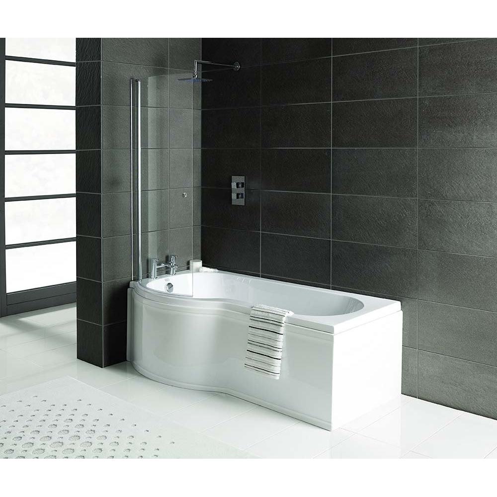 SKALI Badewanne mit Duschzone 167,5x85/75x40 cm, links, weiß