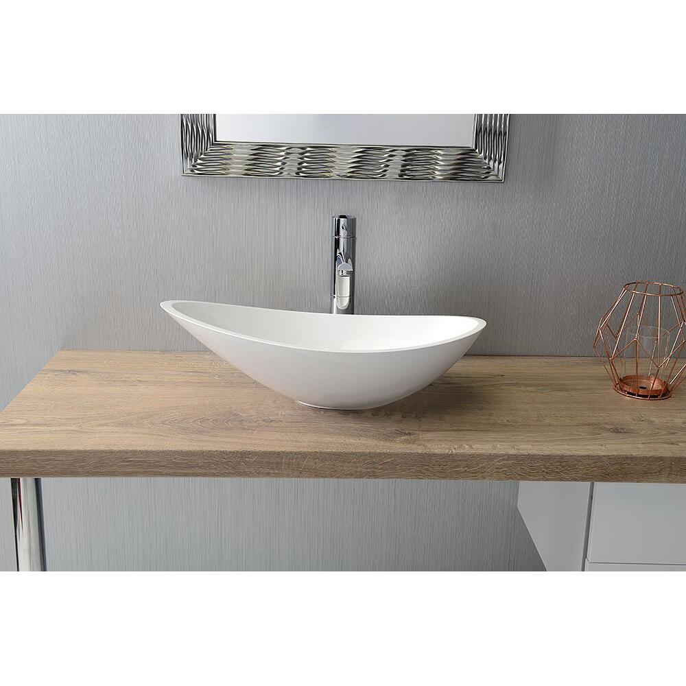 ROSSETA Gussmarmor-Waschtisch zum Aufsetzen 56,4x32,3cm, weiß
