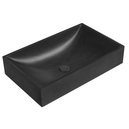 TARANT Betonwaschbecken mit Ablaufgarnitur, 58x36cm, schwarzer Granit