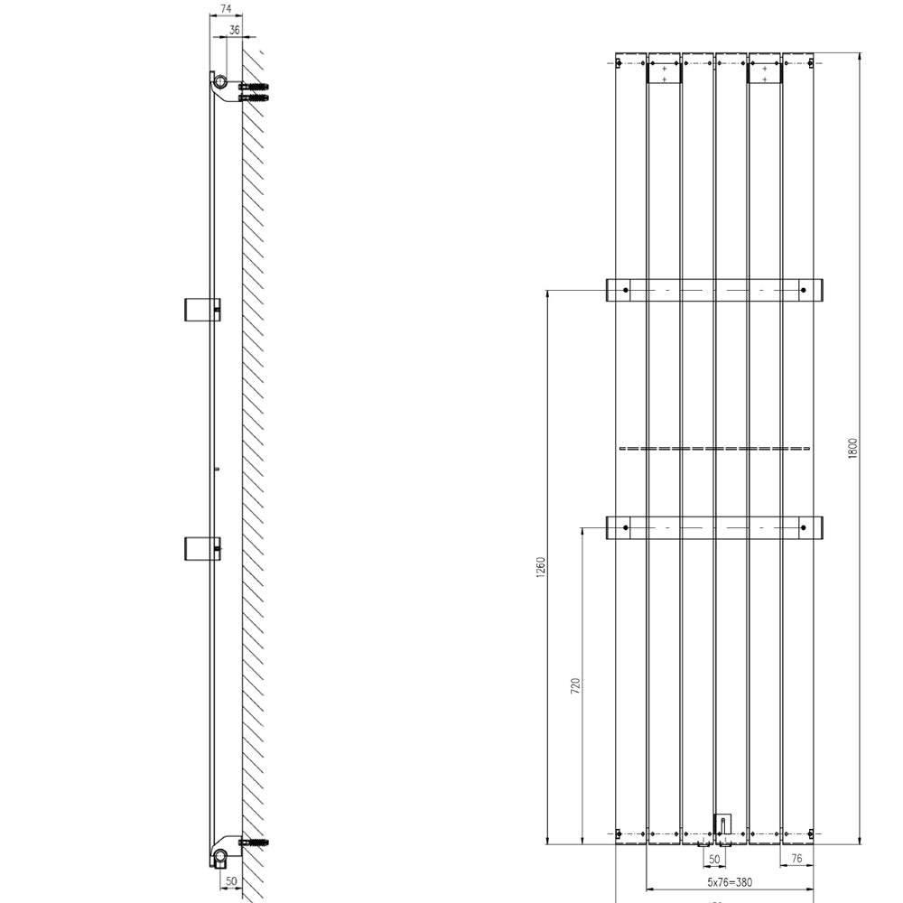 COLONNA Badheizkörper 450x1800mm, Weiß