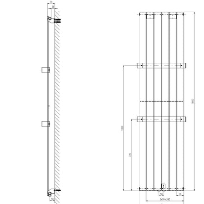 COLONNA Badheizkörper 450x1800mm, Weiß