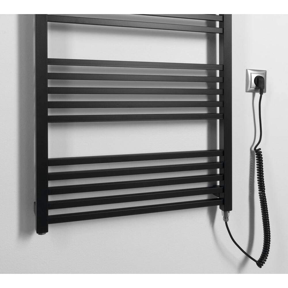 METRO-E Elektrischer Badheizkörper, gerade, 600x1620 mm, 800 W, Schwarz matt