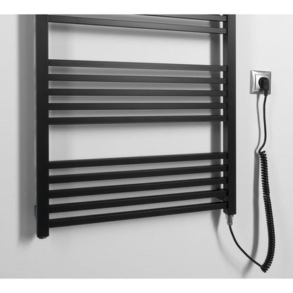 METRO-E Elektrischer Badheizkörper, gerade, 600x1620 mm, 800 W, Schwarz matt