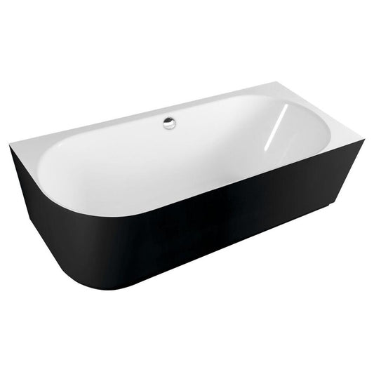 SUSSI R Freistehende Eckwanne, Gussmarmor 160x70x49,5cm, schwarz/weiß