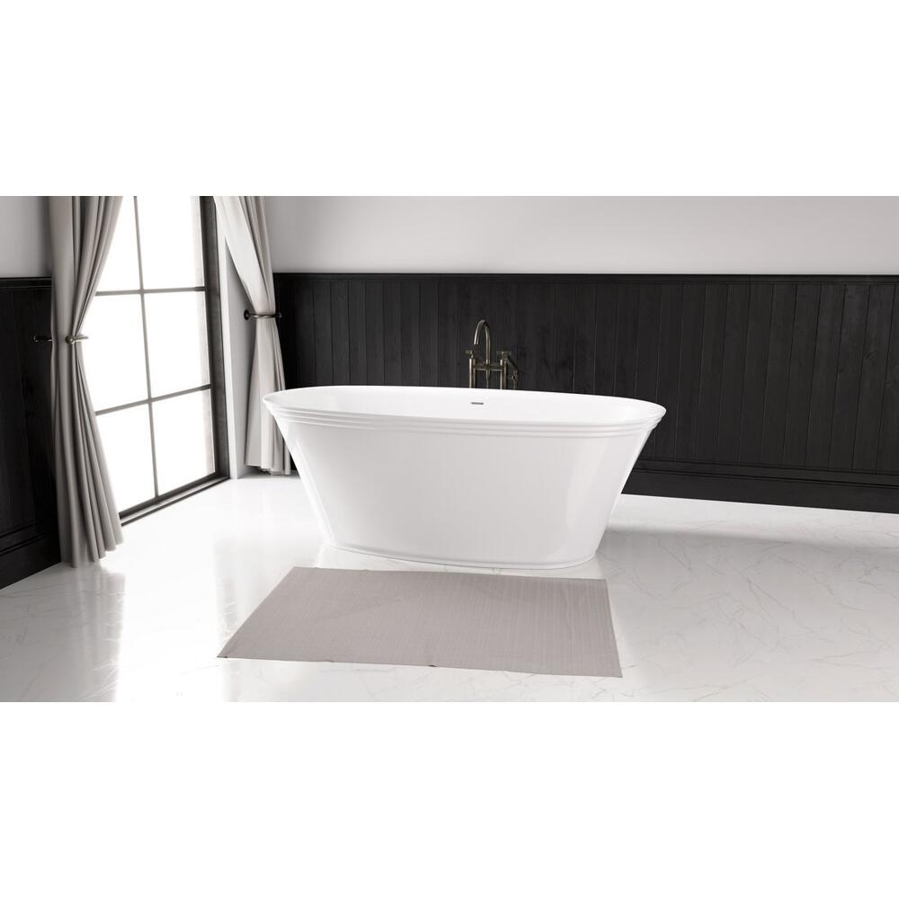 FLORINA Freistehende Gussmarmor-Badewanne 170x80x61cm, weiß