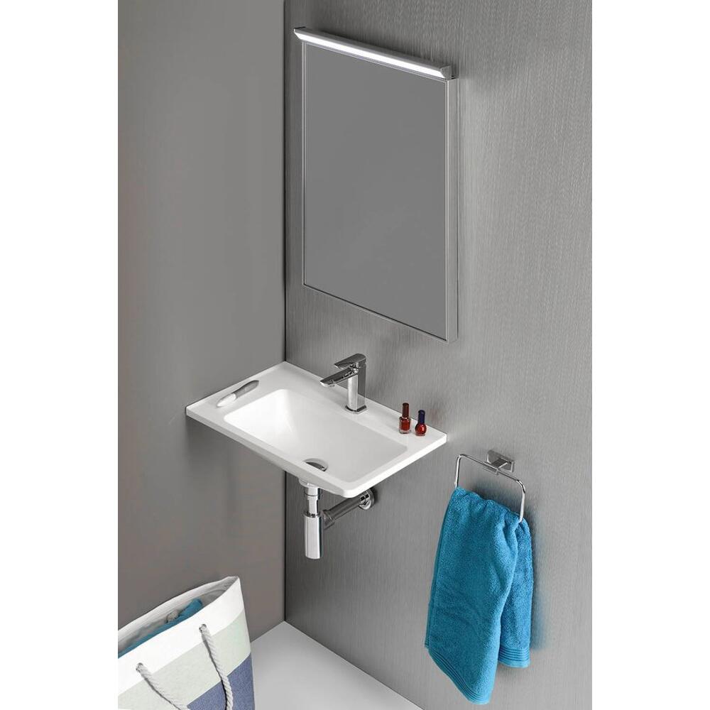 ARANA Gussmarmor-Waschtisch 56x35cm, weiß, links