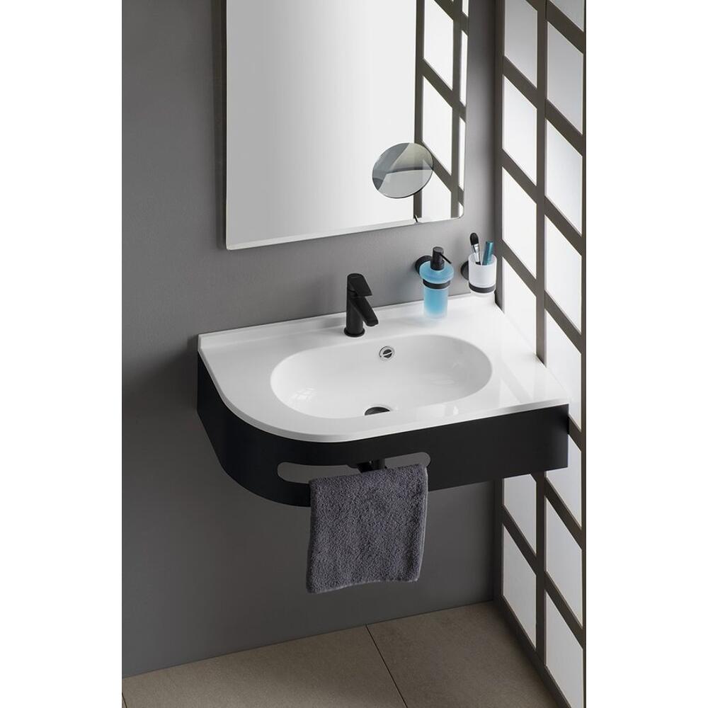 PULSE Gussmarmor-Waschtisch 75x45cm, rechts, weiß