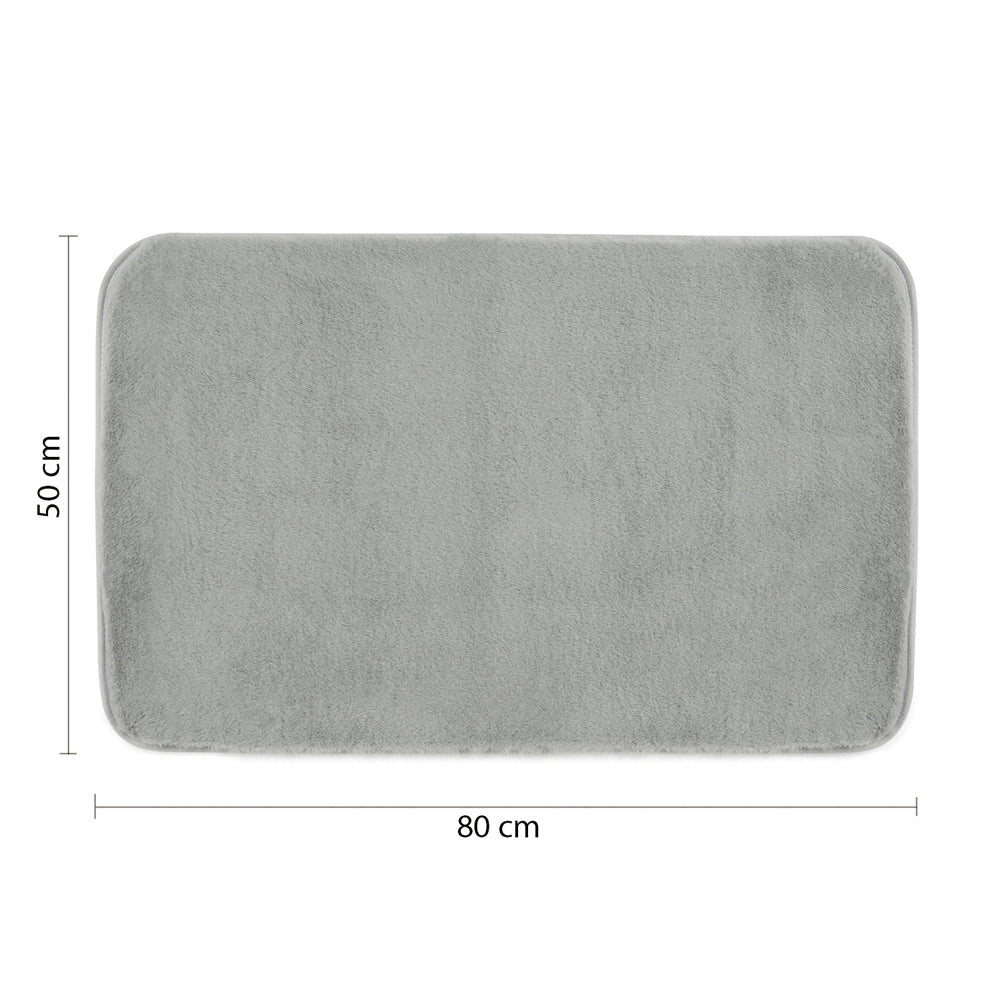 FUZZY Badematte, 50x80cm, 100% Polyester, Anti-Rutsch, Grau