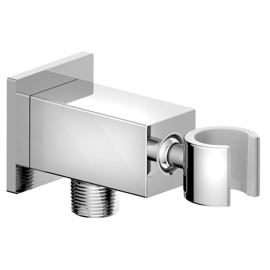 Brausehalter eckig, drehbar, mit Schlauchanschluss, Chrom