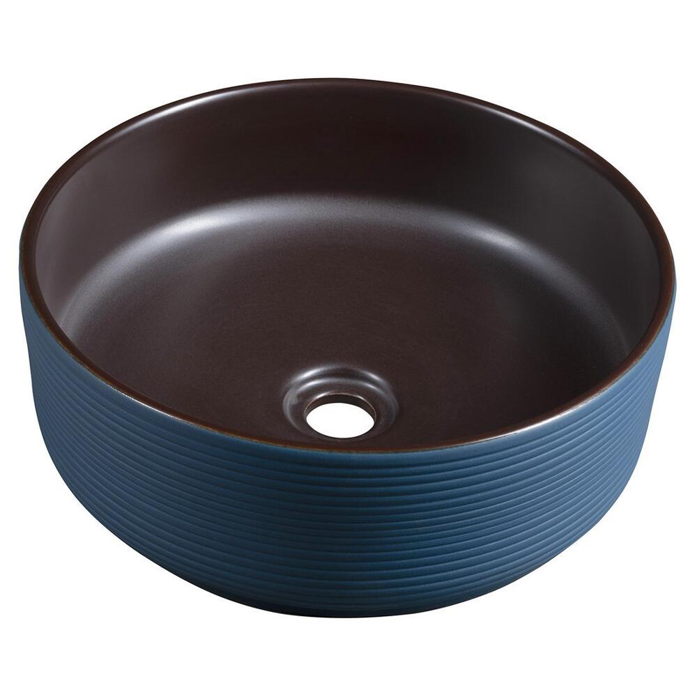 PRIORI Keramik-Waschtisch Ø 41 cm, Blau/Braun